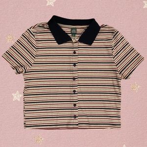 Wild Fable Cropped Striped 90’s Collared Button Down